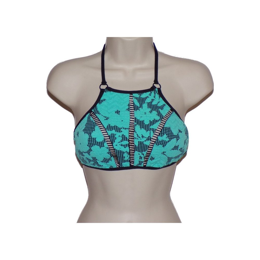 Nanette Lepore green high neck bikini top